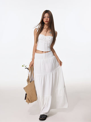 Sweet Vest Tiered Skirt Set