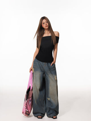 Off-Shoulder Backless Top