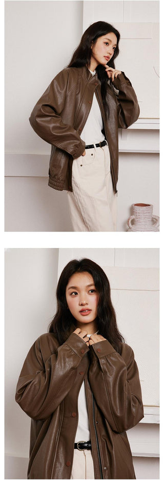 Brown PU Jacket
