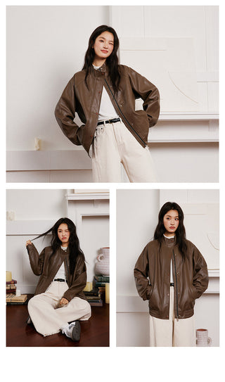 Brown PU Jacket