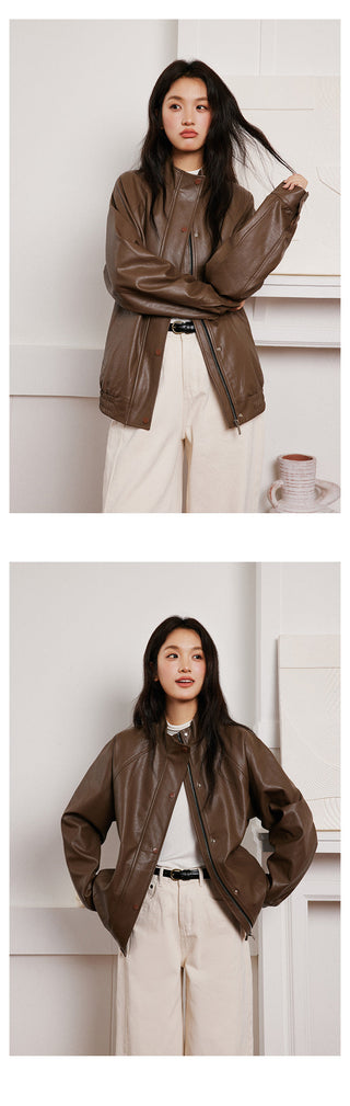 Brown PU Jacket