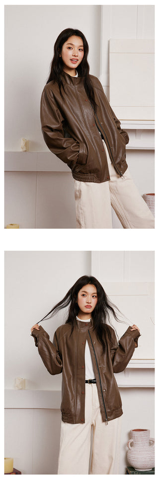 Brown PU Jacket