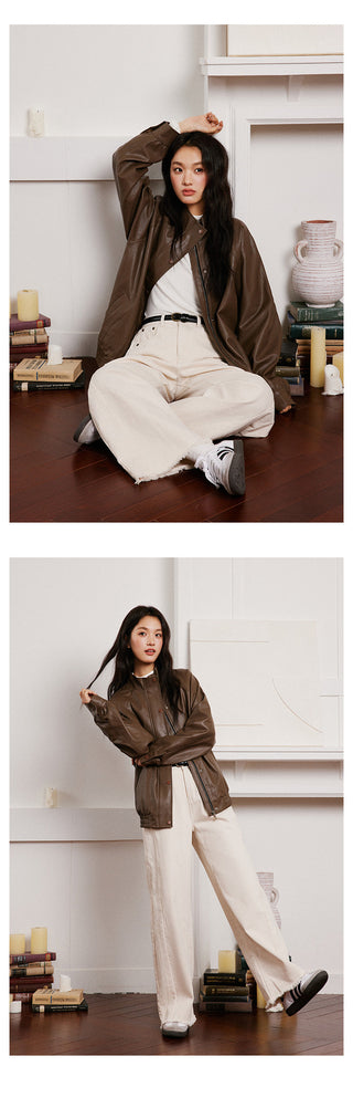 Brown PU Jacket