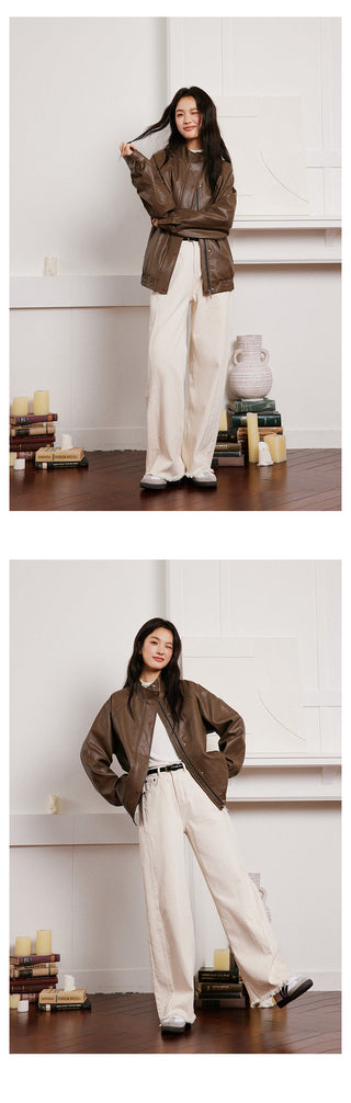 Brown PU Jacket