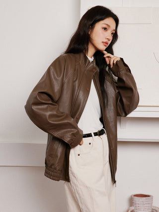 Brown PU Jacket