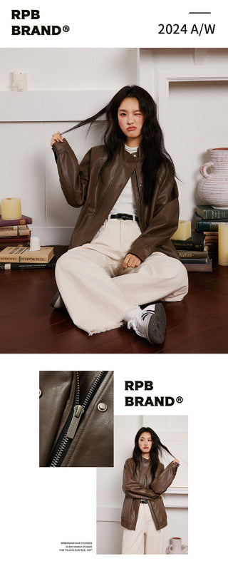 Brown PU Jacket