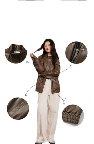 Brown PU Jacket