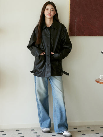 Black Leather Trench