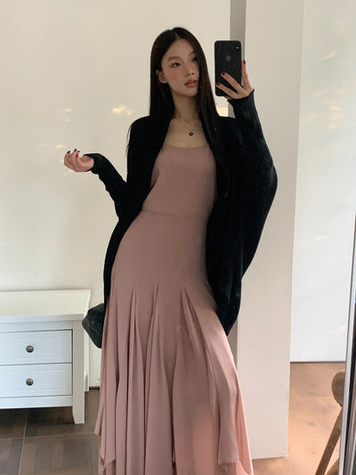 black knit cardigan