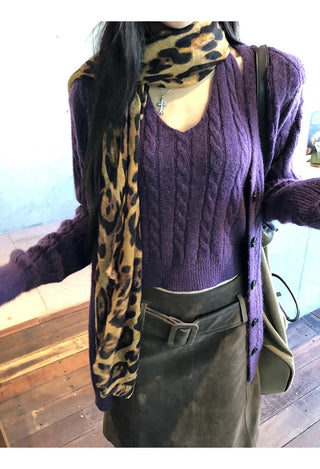 purple cardigan set