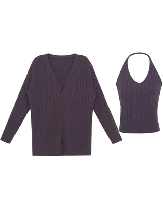 purple cardigan set