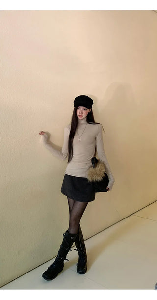 gray wool skirt