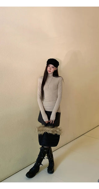 gray wool skirt