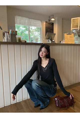 black lace top