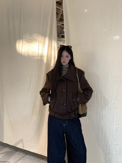 brown wool coat