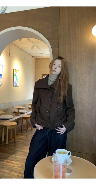 brown wool coat