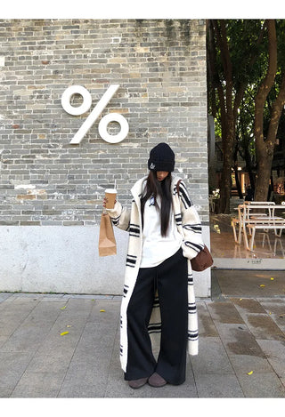 striped knit cardigan