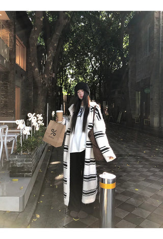 striped knit cardigan