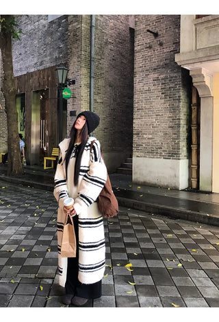 striped knit cardigan