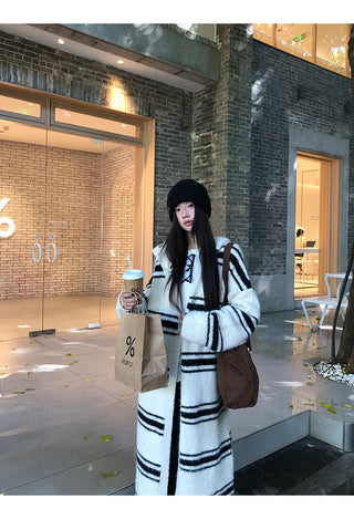 striped knit cardigan