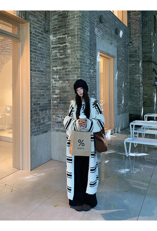 striped knit cardigan