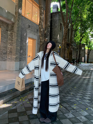 striped knit cardigan