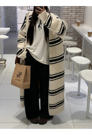 striped knit cardigan