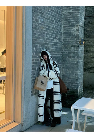 striped knit cardigan