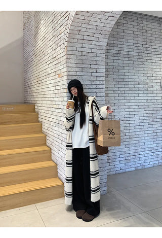 striped knit cardigan