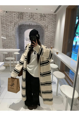 striped knit cardigan