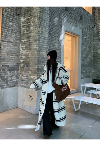 striped knit cardigan