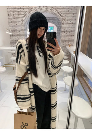 striped knit cardigan