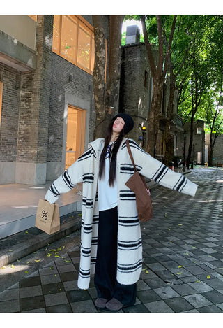 striped knit cardigan