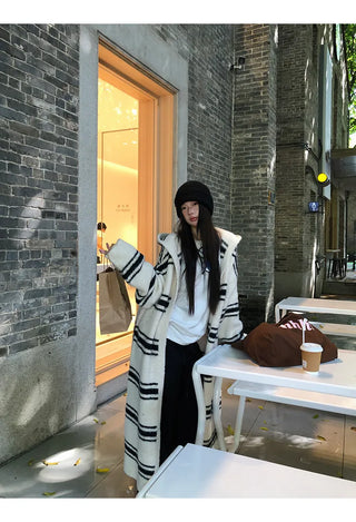 striped knit cardigan