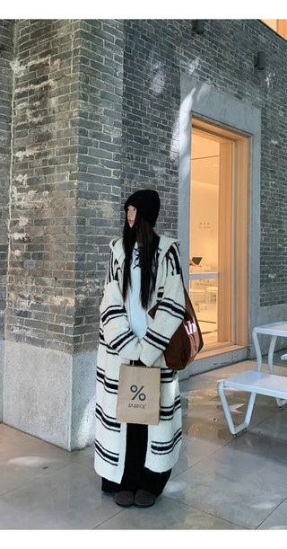 striped knit cardigan