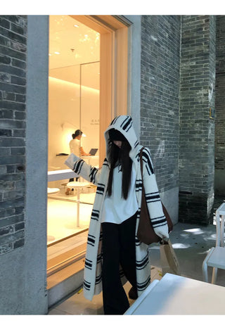 striped knit cardigan