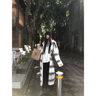 striped knit cardigan