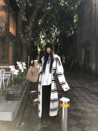 striped knit cardigan