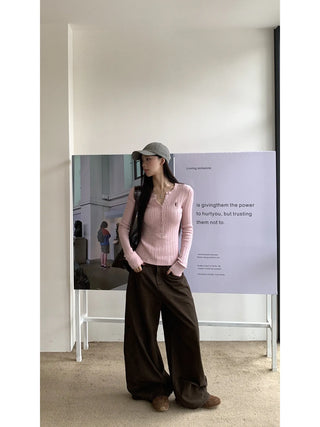 pink v-neck cardigan