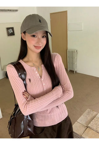 pink v-neck cardigan