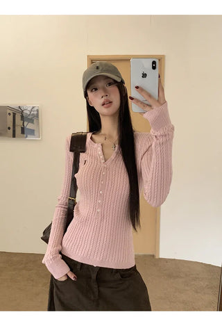 pink v-neck cardigan