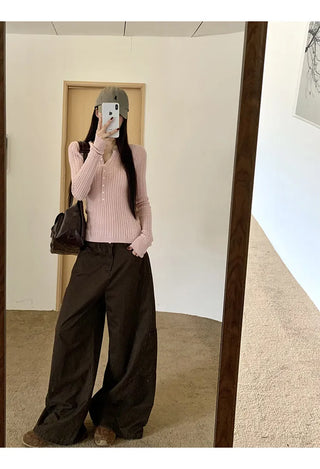 pink v-neck cardigan