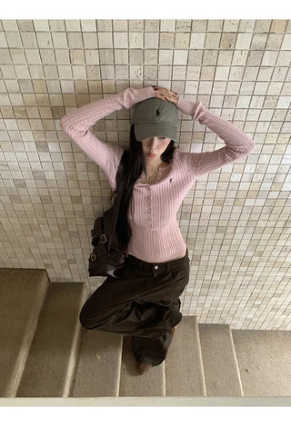 pink v-neck cardigan