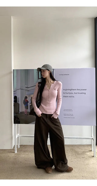 pink v-neck cardigan