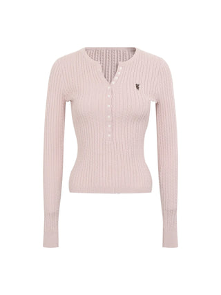 pink v-neck cardigan