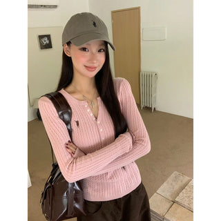 pink v-neck cardigan