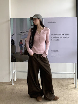 pink v-neck cardigan