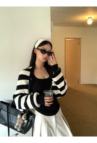 striped knit cardigan