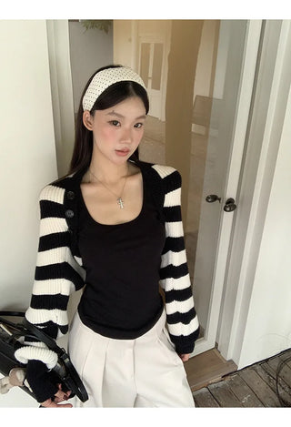 striped knit cardigan