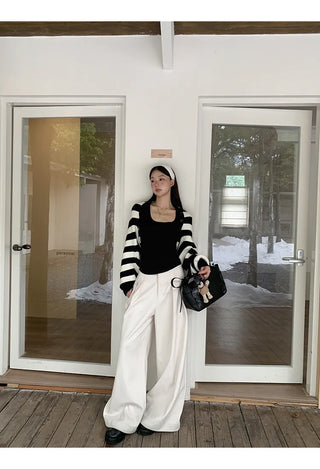 striped knit cardigan